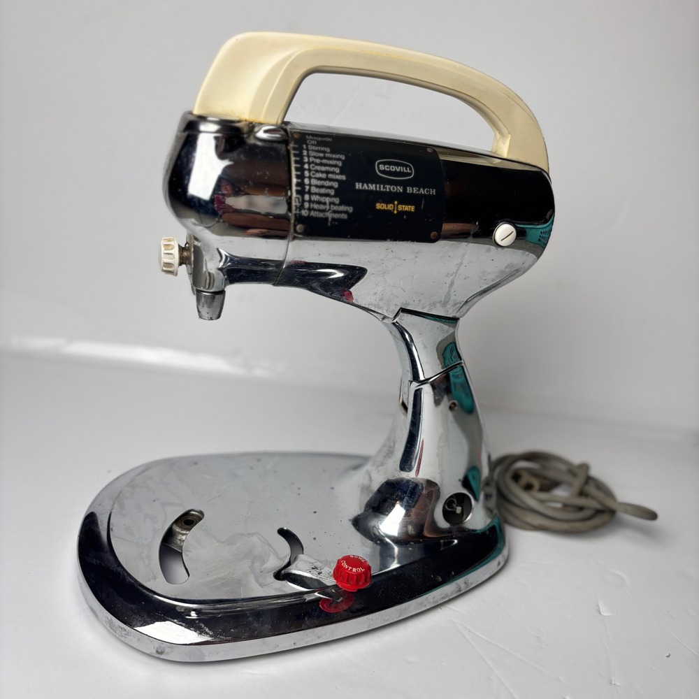Vintage Hamilton Beach Scovill Solid State Chrome Stand Mixer Base Atomic Decor